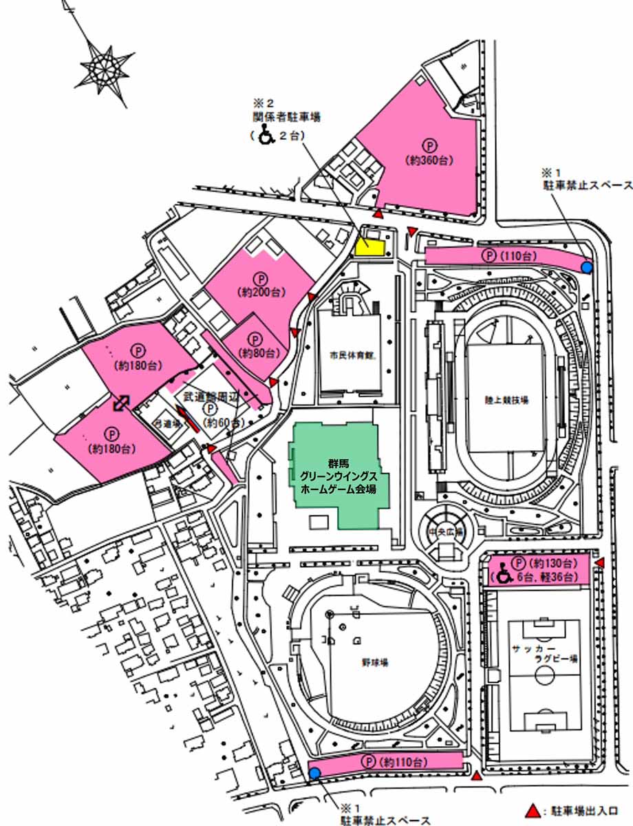 前橋大会駐車場の案内図